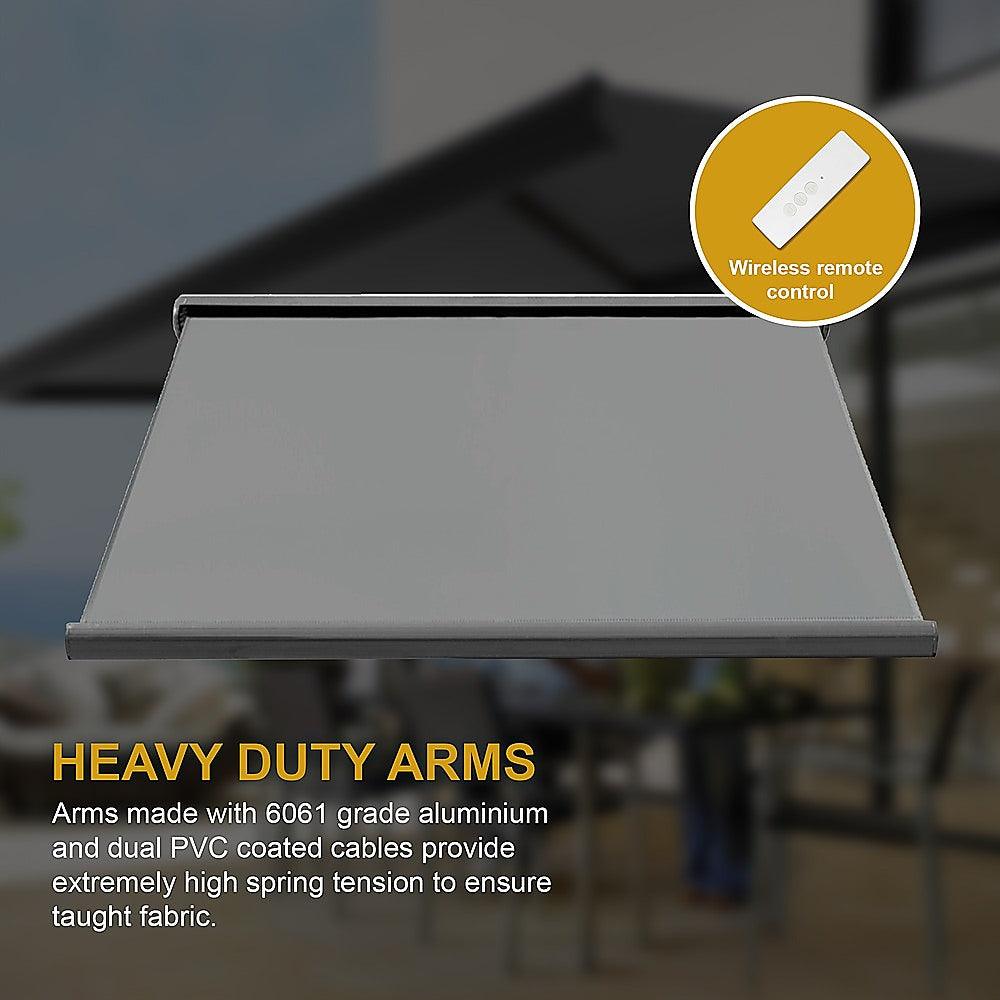 Buy 5.0m x 3.0m Retractable Folding Arm Awning Heavy Duty Full Cassette Motorised discounted | Products On Sale Australia