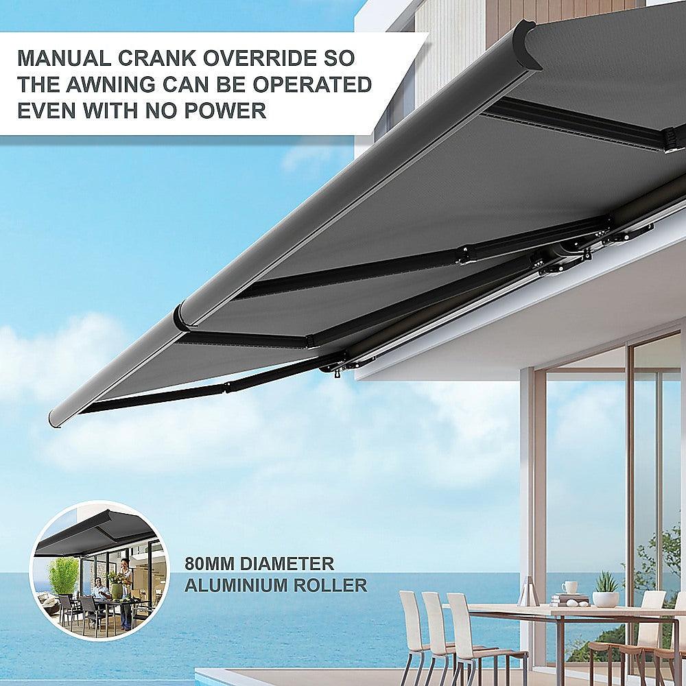 Buy 5.0m x 3.0m Retractable Folding Arm Awning Heavy Duty Full Cassette Motorised discounted | Products On Sale Australia