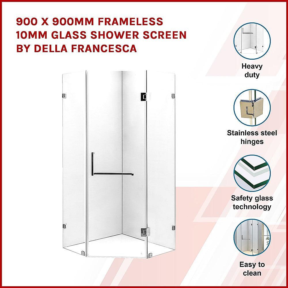 Buy 900 x 900mm Frameless 10mm Glass Shower Screen By Della Francesca discounted | Products On Sale Australia