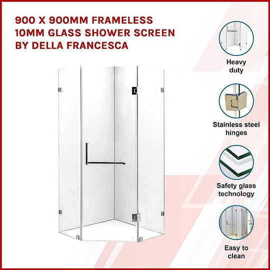 Buy 900 x 900mm Frameless 10mm Glass Shower Screen By Della Francesca discounted | Products On Sale Australia