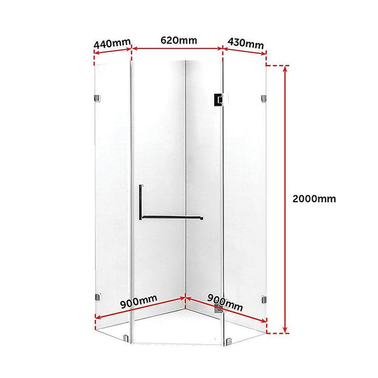 Buy 900 x 900mm Frameless 10mm Glass Shower Screen By Della Francesca discounted | Products On Sale Australia