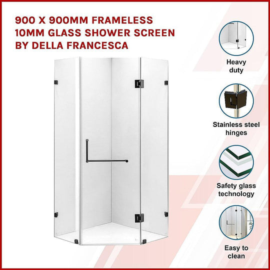 Buy 900 x 900mm Frameless 10mm Glass Shower Screen By Della Francesca discounted | Products On Sale Australia