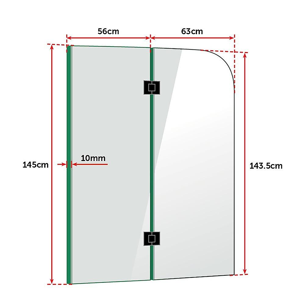 Buy 1200 x 1450mm Frameless Bath Panel 10mm Glass Shower Screen By Della Francesca discounted | Products On Sale Australia