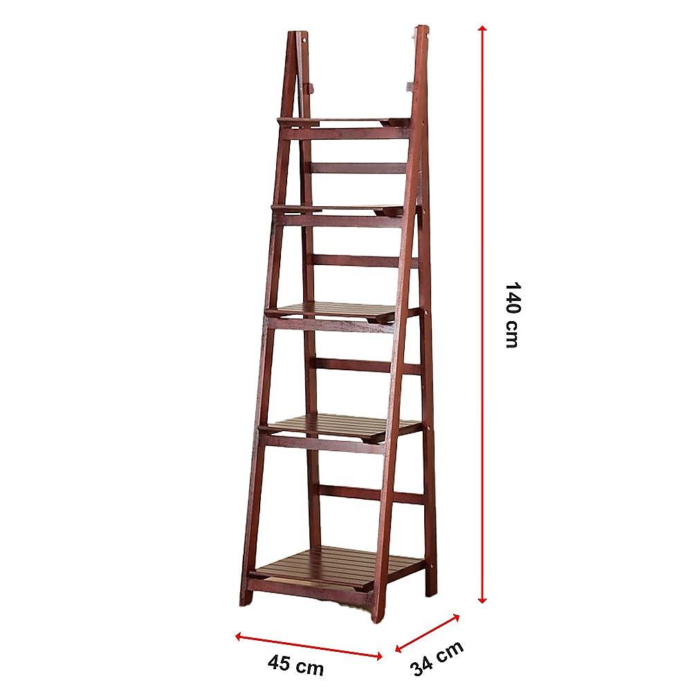 Buy 5 Tier Wooden Ladder Shelf Stand Storage Book Shelves Shelving Display Rack discounted | Products On Sale Australia