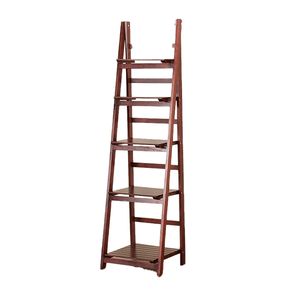 Buy 5 Tier Wooden Ladder Shelf Stand Storage Book Shelves Shelving Display Rack discounted | Products On Sale Australia