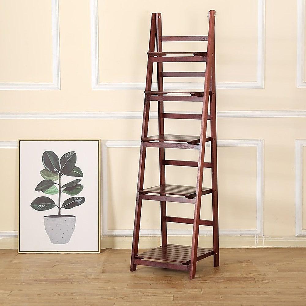 Buy 5 Tier Wooden Ladder Shelf Stand Storage Book Shelves Shelving Display Rack discounted | Products On Sale Australia