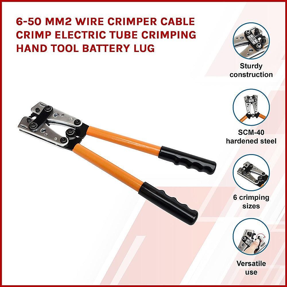 Buy 6-50 mm2 Wire Crimper Cable Crimp Electric Tube Crimping Hand Tool Battery Lug discounted | Products On Sale Australia