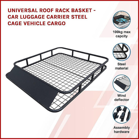 Buy Universal Roof Rack Basket - Car Luggage Carrier Steel Cage Vehicle Cargo discounted | Products On Sale Australia