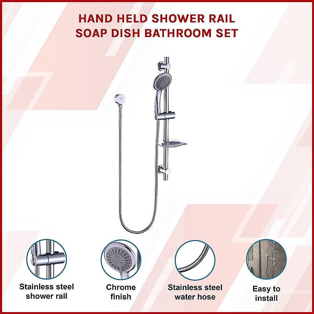 Buy Hand Held Shower Rail Soap Dish Bathroom Set discounted | Products On Sale Australia