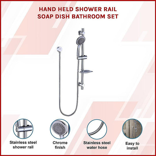 Buy Hand Held Shower Rail Soap Dish Bathroom Set discounted | Products On Sale Australia