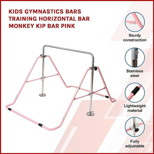 Buy Kids Gymnastics Bars Training Horizontal Bar Monkey Kip Bar Pink discounted | Products On Sale Australia