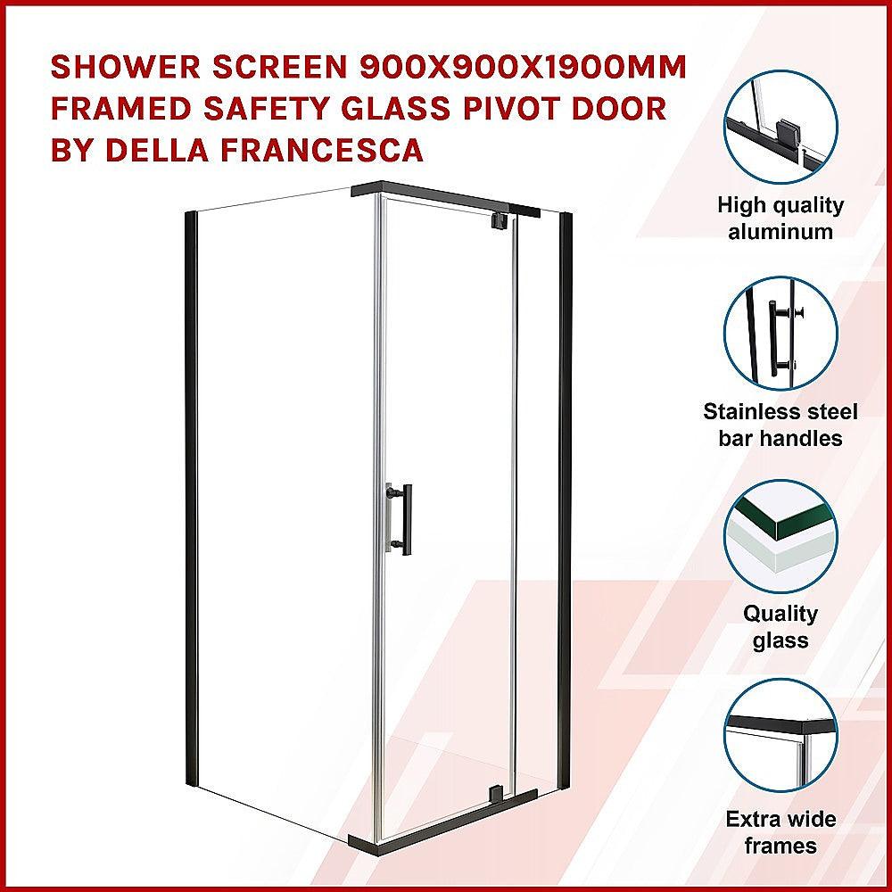 Buy Shower Screen 900x900x1900mm Framed Safety Glass Pivot Door By Della Francesca discounted | Products On Sale Australia