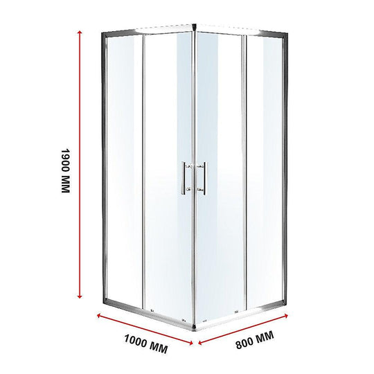 Buy 1000 x 800mm Sliding Door Nano Safety Glass Shower Screen By Della Francesca discounted | Products On Sale Australia