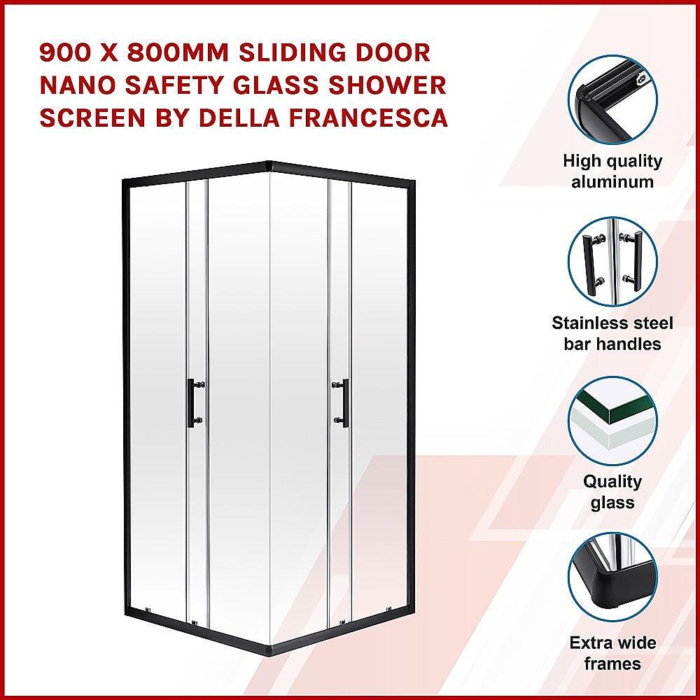 Buy 900 x 800mm Sliding Door Nano Safety Glass Shower Screen By Della Francesca discounted | Products On Sale Australia