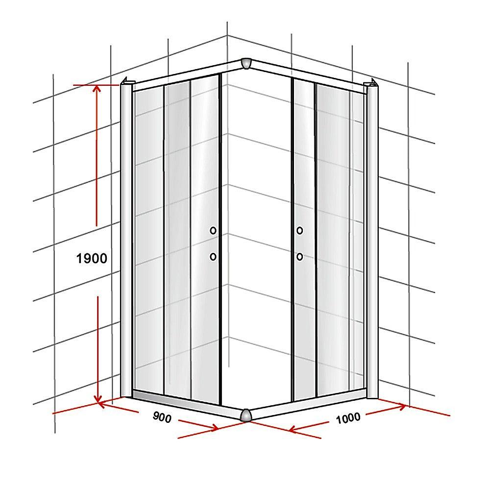 Buy 900 x 1000mm Sliding Door Nano Safety Glass Shower Screen By Della Francesca discounted | Products On Sale Australia