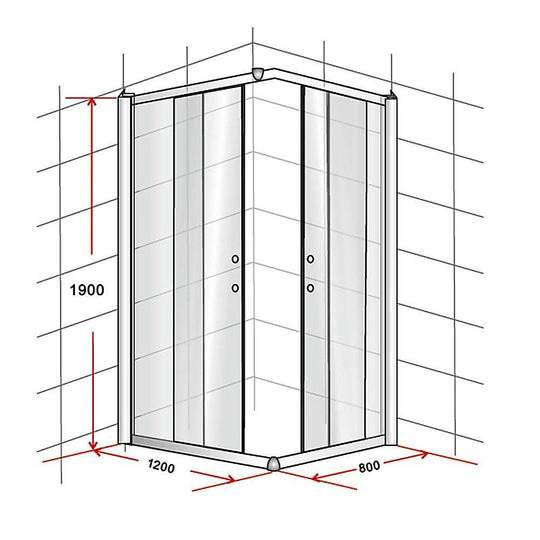 Buy 1200 x 800mm Sliding Door Nano Safety Glass Shower Screen By Della Francesca discounted | Products On Sale Australia