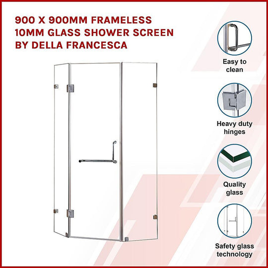 Buy 900 x 900mm Frameless 10mm Glass Shower Screen By Della Francesca discounted | Products On Sale Australia