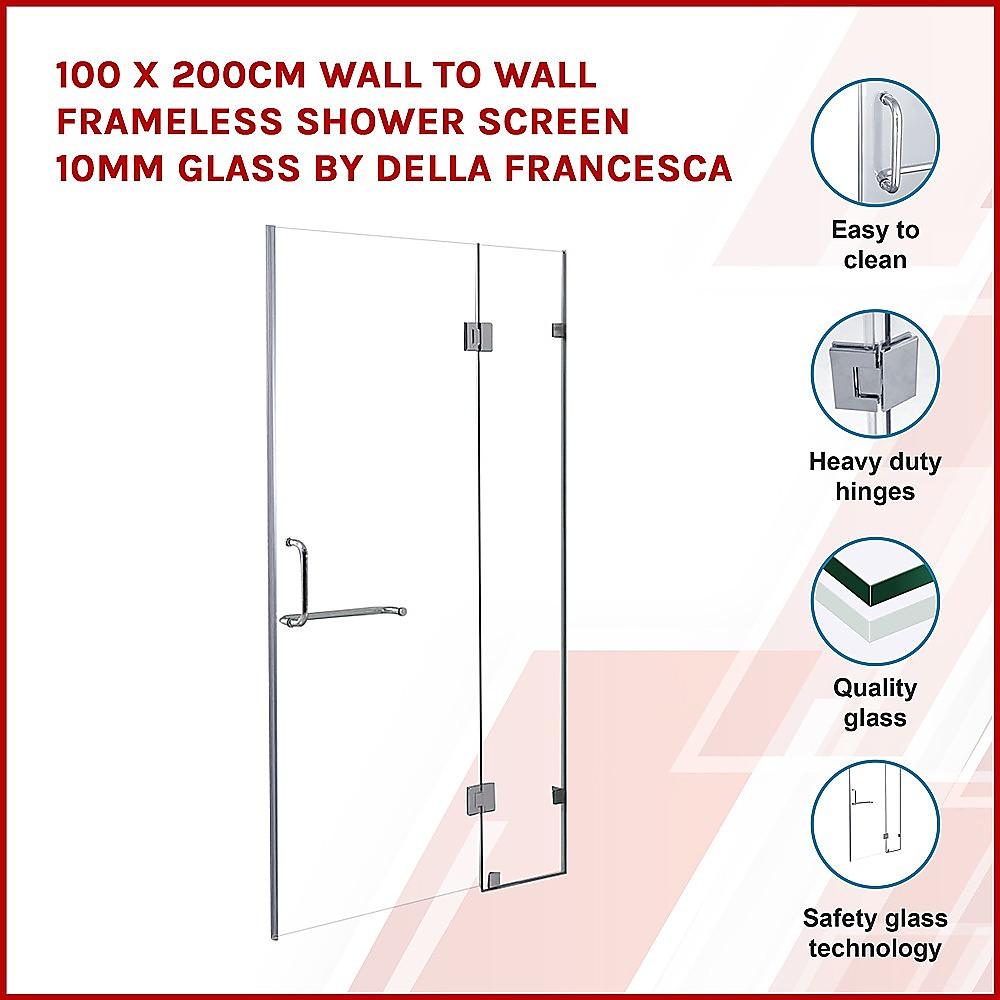 Buy 120 x 200cm Wall to Wall Frameless Shower Screen 10mm Glass By Della Francesca discounted | Products On Sale Australia