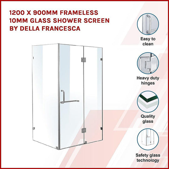 Buy 1200 x 900mm Frameless 10mm Glass Shower Screen By Della Francesca discounted | Products On Sale Australia