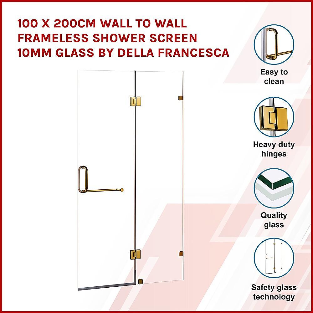 Buy 100 x 200cm Wall to Wall Frameless Shower Screen 10mm Glass By Della Francesca discounted | Products On Sale Australia