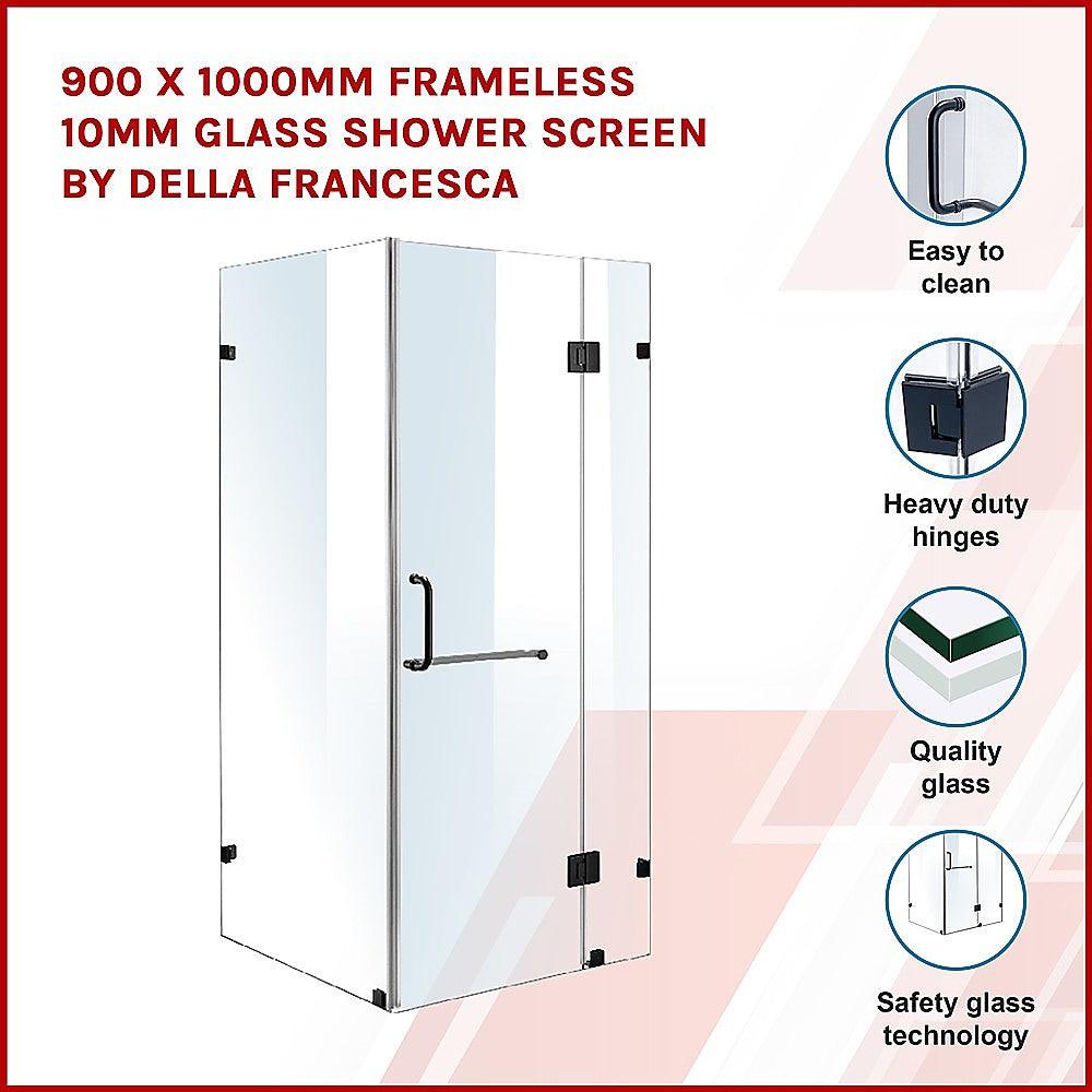 Buy 900 x 1000mm Frameless 10mm Glass Shower Screen By Della Francesca discounted | Products On Sale Australia