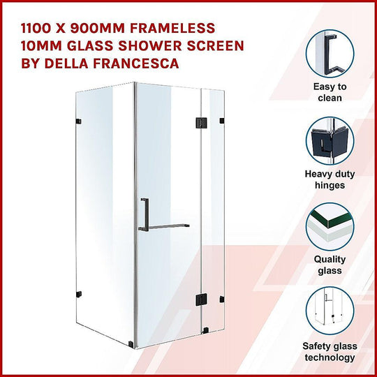 Buy 1100 x 900mm Frameless 10mm Glass Shower Screen By Della Francesca discounted | Products On Sale Australia