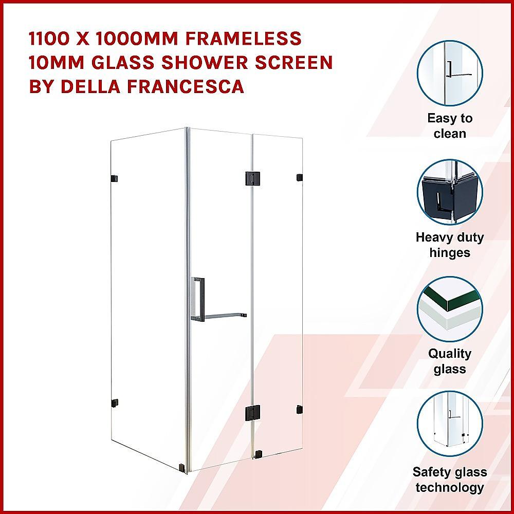 Buy 1100 x 1000mm Frameless 10mm Glass Shower Screen By Della Francesca discounted | Products On Sale Australia