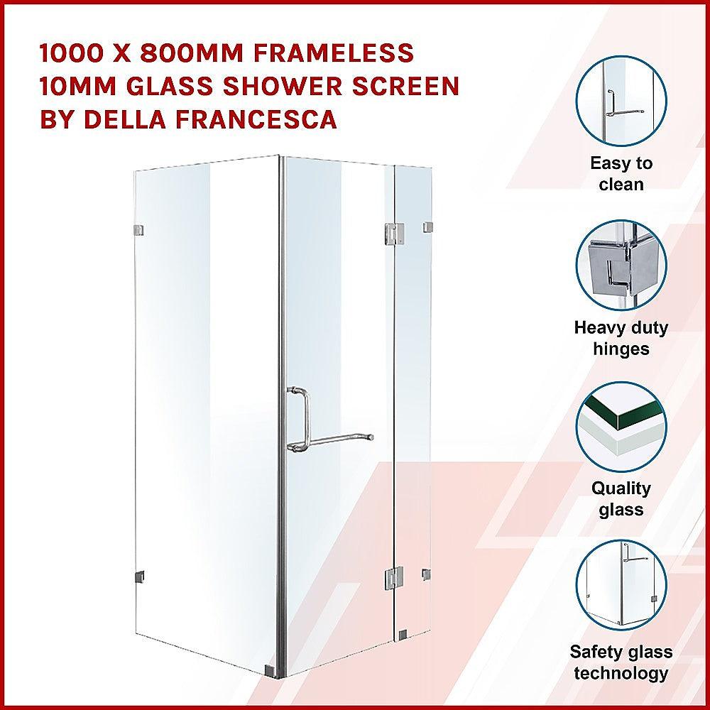 Buy 1000 x 800mm Frameless 10mm Glass Shower Screen By Della Francesca discounted | Products On Sale Australia