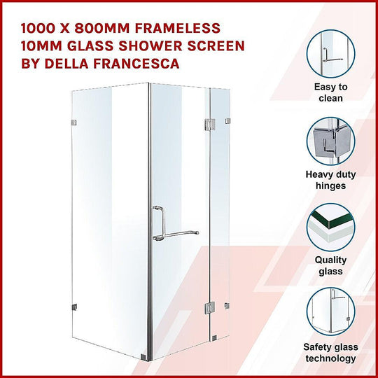 Buy 1000 x 800mm Frameless 10mm Glass Shower Screen By Della Francesca discounted | Products On Sale Australia