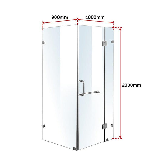 Buy 1000 x 900mm Frameless 10mm Glass Shower Screen By Della Francesca discounted | Products On Sale Australia