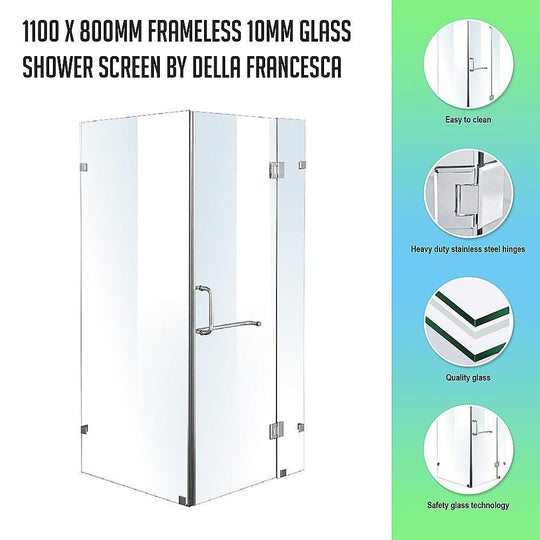 Buy 1100 x 800mm Frameless 10mm Glass Shower Screen By Della Francesca discounted | Products On Sale Australia