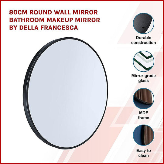 Buy 80cm Round Wall Mirror Bathroom Makeup Mirror by Della Francesca discounted | Products On Sale Australia