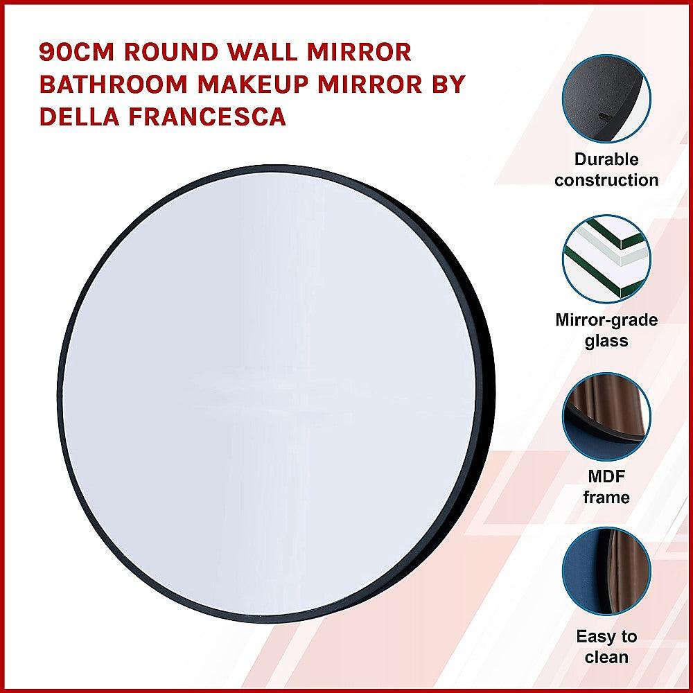 Buy 90cm Round Wall Mirror Bathroom Makeup Mirror by Della Francesca discounted | Products On Sale Australia