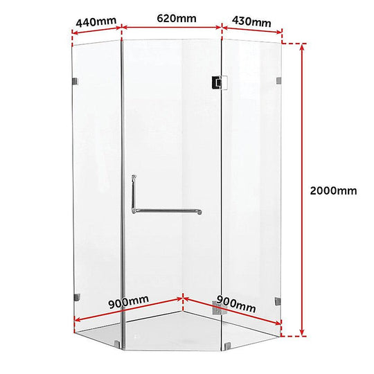 Buy 900 x 900mm Frameless 10mm Glass Shower Screen By Della Francesca discounted | Products On Sale Australia