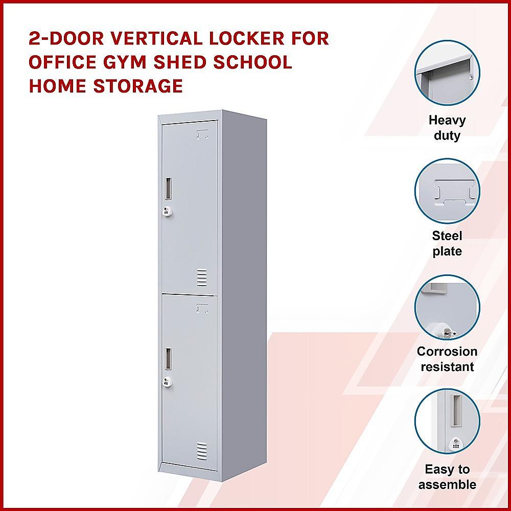 Buy 2-Door Vertical Locker for Office Gym Shed School Home Storage discounted | Products On Sale Australia