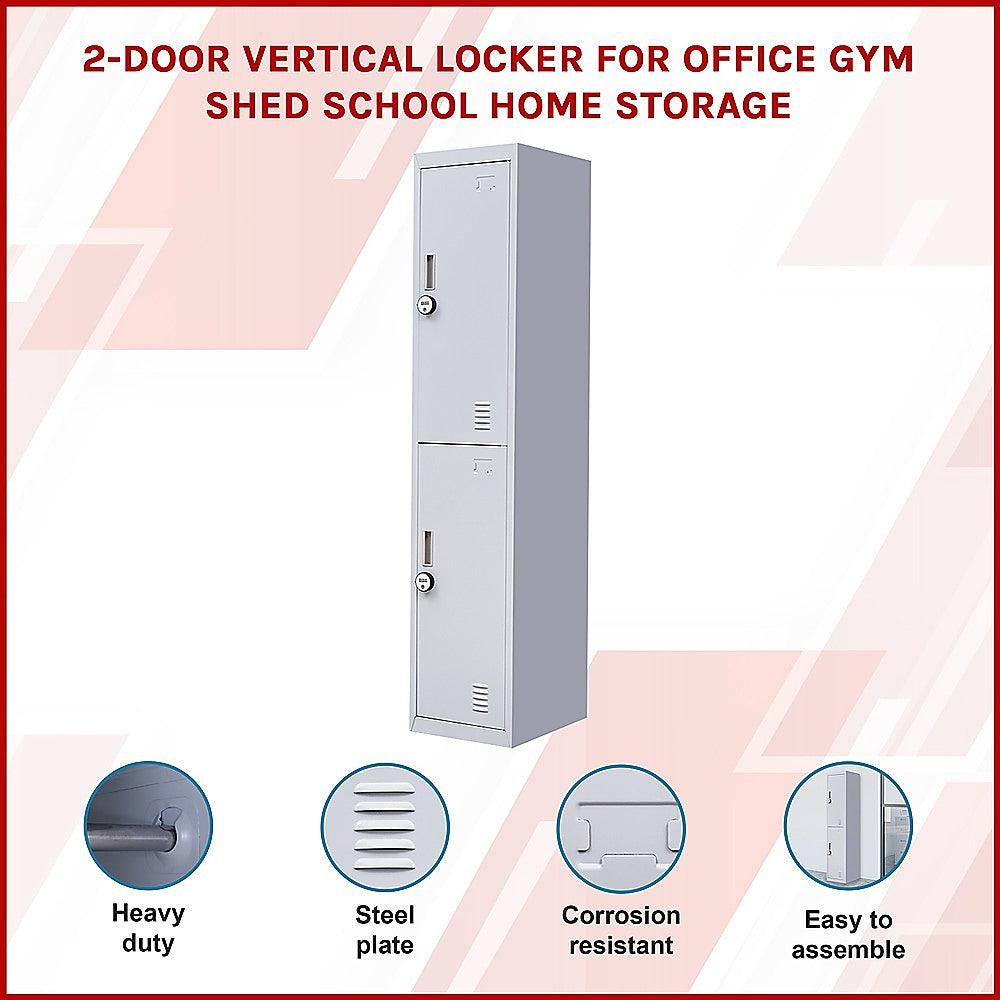 Buy 2-Door Vertical Locker for Office Gym Shed School Home Storage discounted | Products On Sale Australia