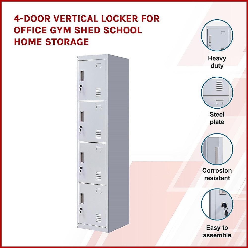 Buy 4-Door Vertical Locker for Office Gym Shed School Home Storage discounted | Products On Sale Australia