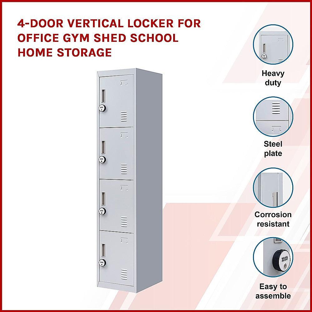 Buy 4-Door Vertical Locker for Office Gym Shed School Home Storage discounted | Products On Sale Australia