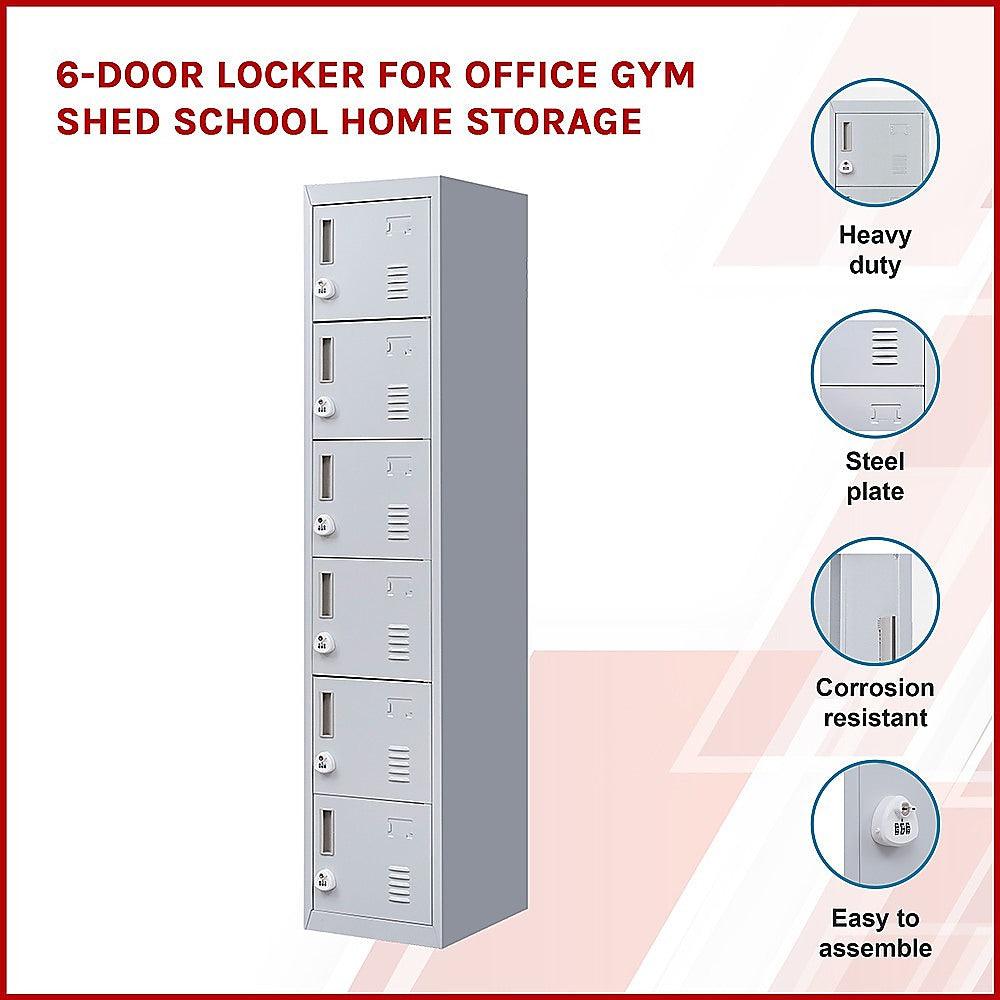 Buy 6-Door Locker for Office Gym Shed School Home Storage discounted | Products On Sale Australia