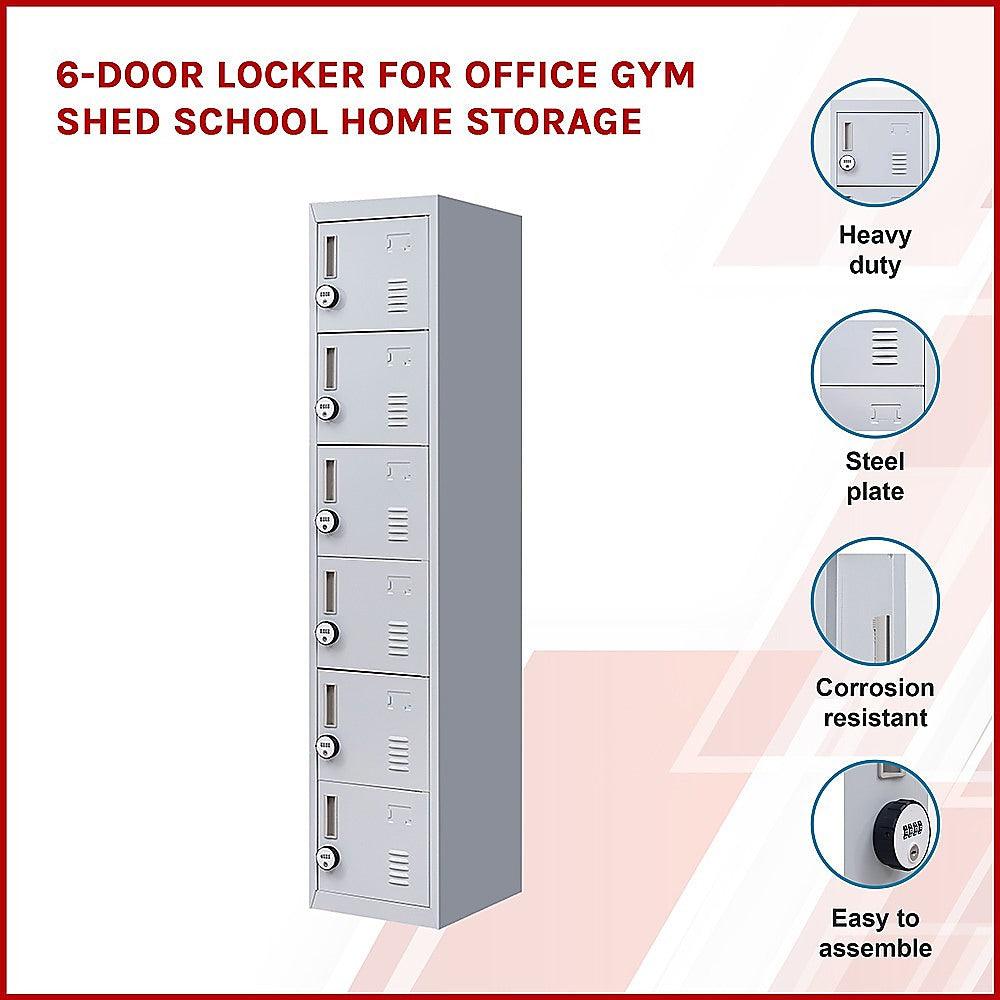 Buy 6-Door Locker for Office Gym Shed School Home Storage discounted | Products On Sale Australia