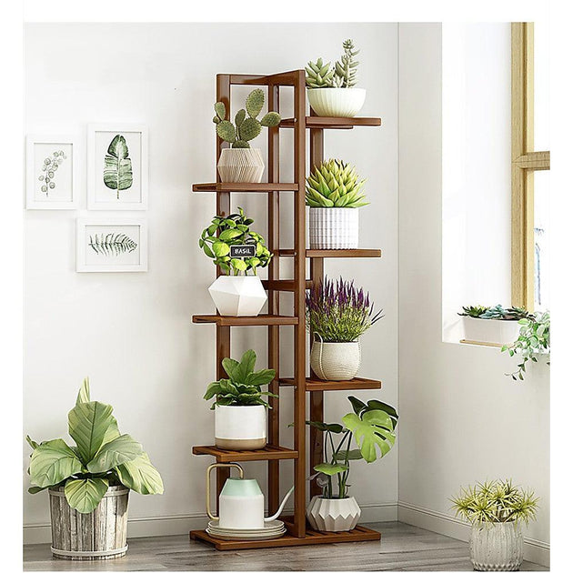 Buy 6 Tiers Vertical Bamboo Plant Stand Staged Flower Shelf Rack Outdoor Garden discounted | Products On Sale Australia