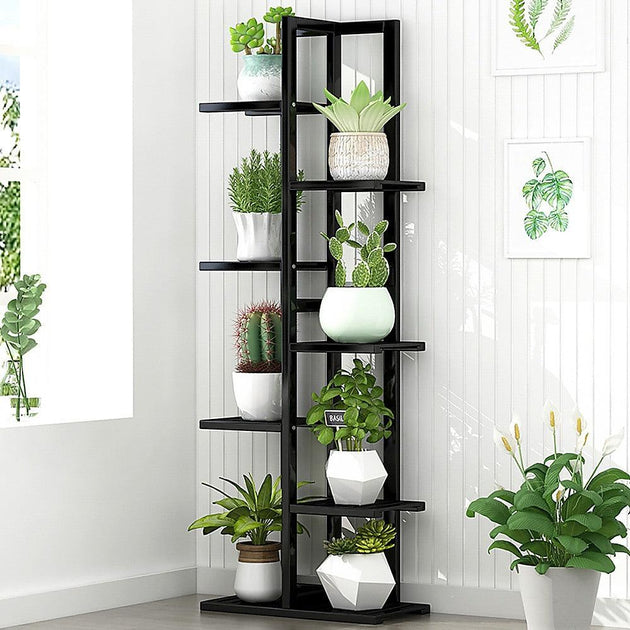 Buy 6 Tiers Vertical Bamboo Plant Stand Staged Flower Shelf Rack Outdoor Garden discounted | Products On Sale Australia