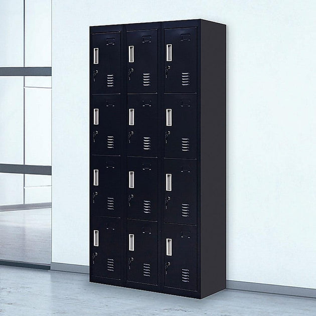 Buy 12-Door Locker for Office Gym Shed School Home Storage - Standard Lock with Keys discounted | Products On Sale Australia