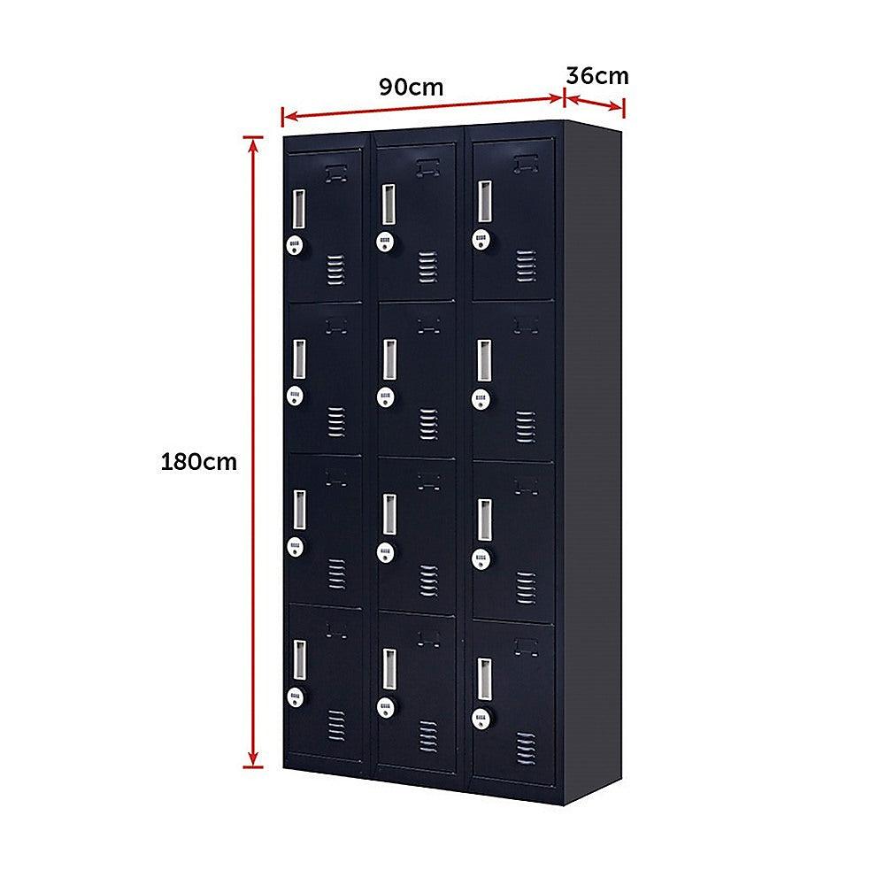 Buy 12-Door Locker for Office Gym Shed School Home Storage - 4-Digit Combination Lock discounted | Products On Sale Australia