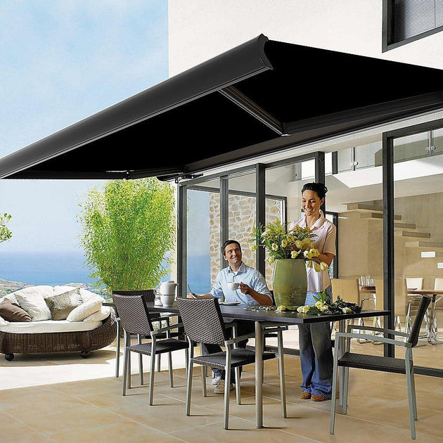 Buy 5.0m x 3.0m Retractable Folding Arm Awning Heavy Duty Full Cassette Motorised discounted | Products On Sale Australia