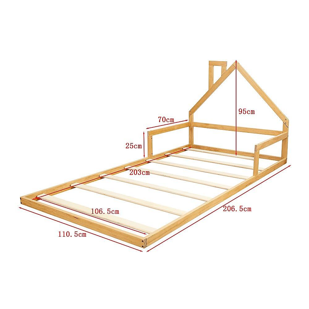 Buy Pine Wood Floor Bed House Frame for Kids and Toddlers discounted | Products On Sale Australia