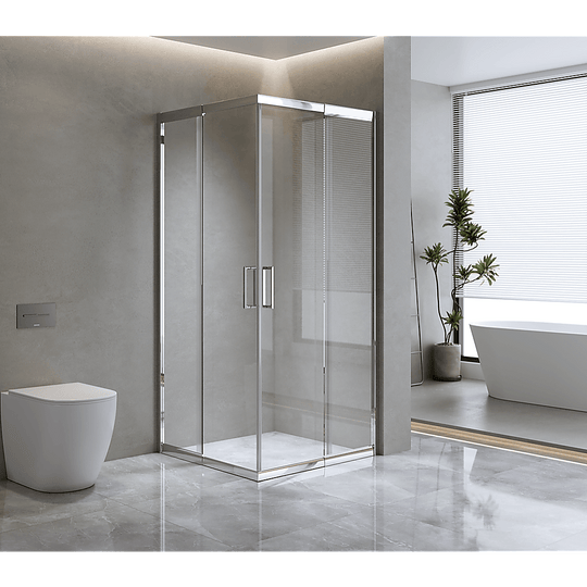 Buy Adjustable 900x1000mm Double Sliding Door Glass Shower Screen in Chrome discounted | Products On Sale Australia