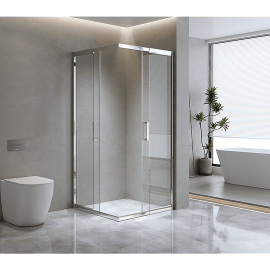 Buy Adjustable 1000x1000mm Double Sliding Door Glass Shower Screen in Chrome discounted | Products On Sale Australia