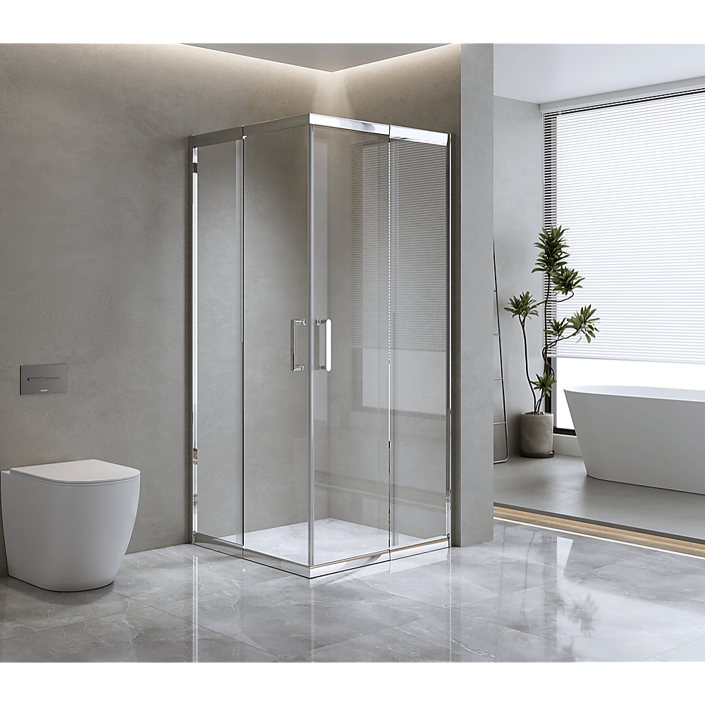 Buy Adjustable 1000x1200mm Double Sliding Door Glass Shower Screen in Chrome discounted | Products On Sale Australia