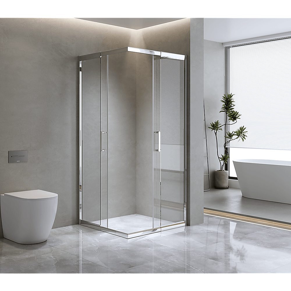 Buy Adjustable 1000x1200mm Double Sliding Door Glass Shower Screen in Chrome discounted | Products On Sale Australia